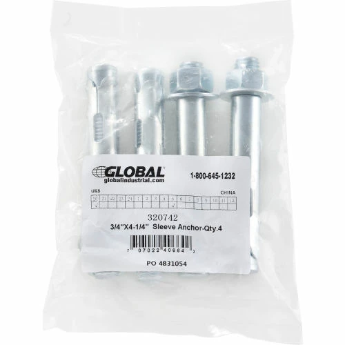 Global Industrial Hex Nut Sleeve Anchor, 3/4" x 4-1/4" 4 Global Industrial Hex Nut Sleeve Anchor, 3/4" x 4-1/4" - Image 3