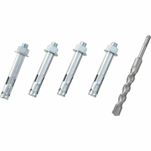 Global Industrial Set Of 4 Sleeve Anchors (3/4" x 4-1/4") With 1 Drill Bit (3/4" x 8") 3 Global Industrial Set Of 4 Sleeve Anchors (3/4" x 4-1/4") With 1 Drill Bit (3/4" x 8")