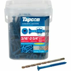ITW Tapcon Concrete Anchor - 3/16 x 2-3/4" - Phillips Flat Head - Pkg of 225 - 24565