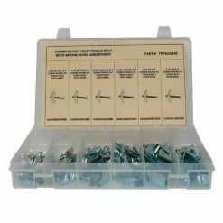 Titan Fasteners 60 Piece Toggle Bolt w/ Wing Spring Assortment - Combo Phillips/Slotted Round Head - Steel - Zinc